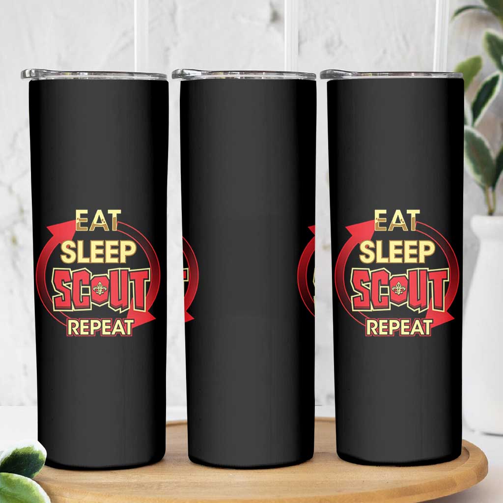 Funny Scout Skinny Tumbler Eat Sleep Scout Repeat Scouting Lovers Camping Hiking Outdoors