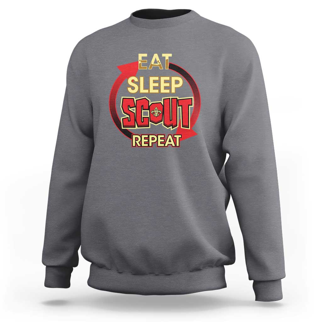 Funny Scout Sweatshirt Eat Sleep Scout Repeat Scouting Lovers Camping Hiking Outdoors