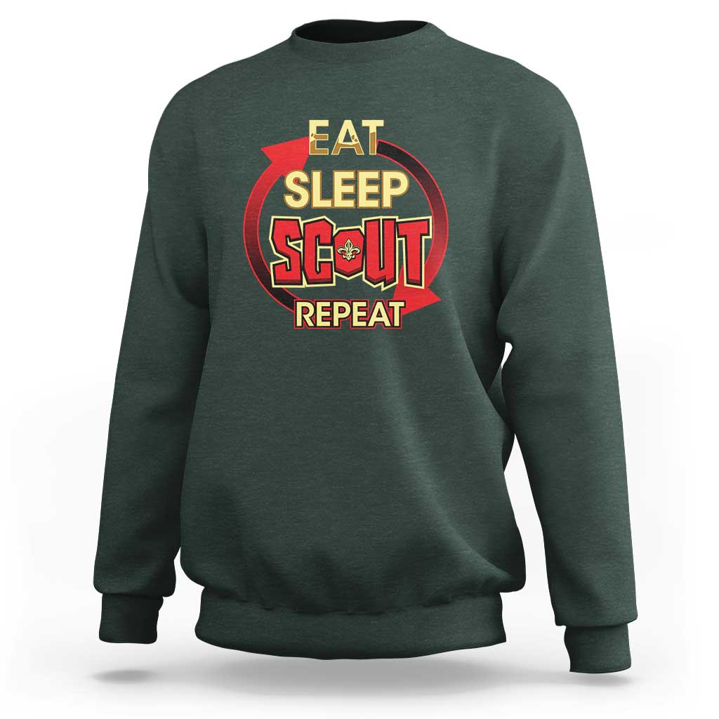 Funny Scout Sweatshirt Eat Sleep Scout Repeat Scouting Lovers Camping Hiking Outdoors