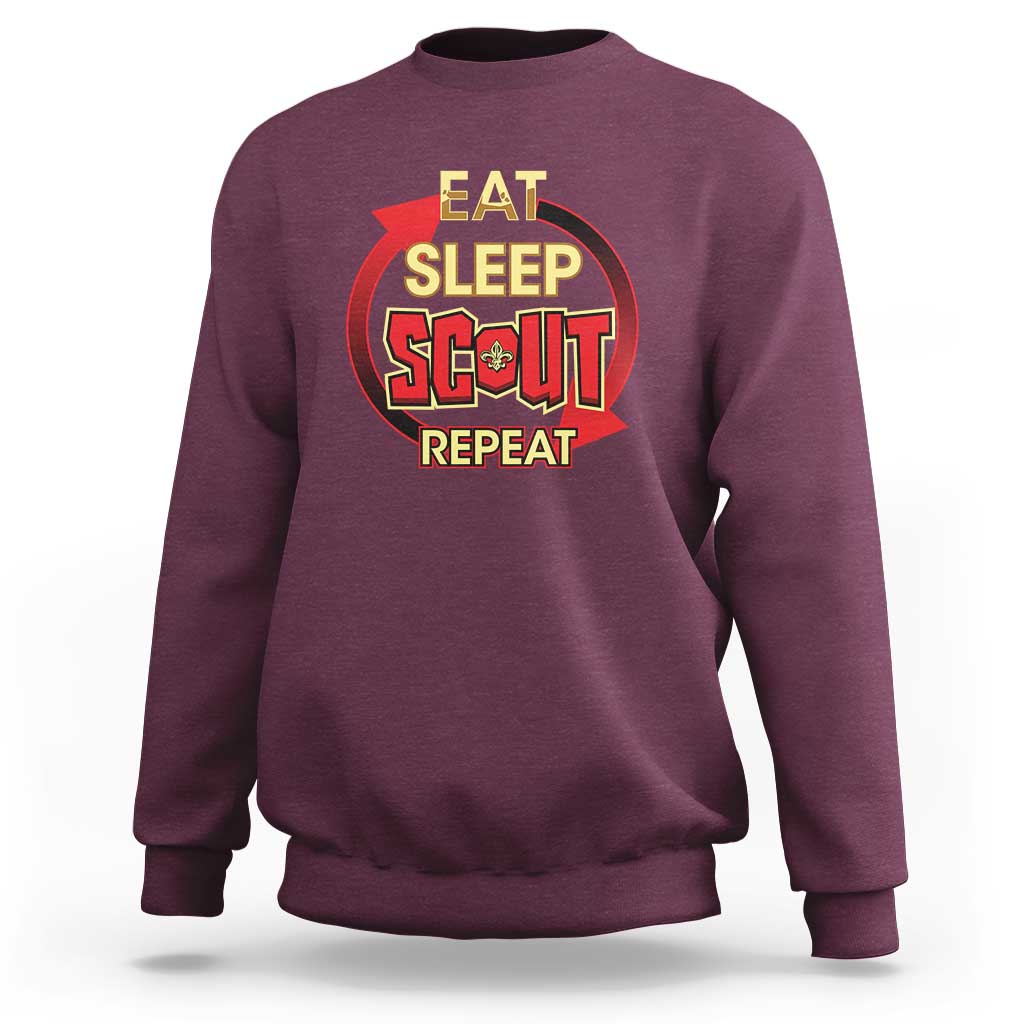 Funny Scout Sweatshirt Eat Sleep Scout Repeat Scouting Lovers Camping Hiking Outdoors