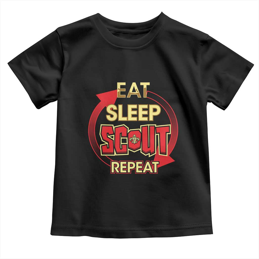 Funny Scout Toddler T Shirt Eat Sleep Scout Repeat Scouting Lovers Camping Hiking Outdoors