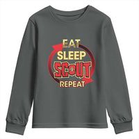 Funny Scout Youth Sweatshirt Eat Sleep Scout Repeat Scouting Lovers Camping Hiking Outdoors