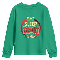 Funny Scout Youth Sweatshirt Eat Sleep Scout Repeat Scouting Lovers Camping Hiking Outdoors