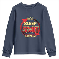 Funny Scout Youth Sweatshirt Eat Sleep Scout Repeat Scouting Lovers Camping Hiking Outdoors