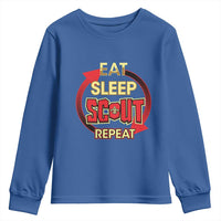 Funny Scout Youth Sweatshirt Eat Sleep Scout Repeat Scouting Lovers Camping Hiking Outdoors
