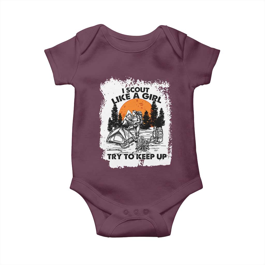 Scout Girl Baby Onesie I Scout Like A Girl Try To Keep Up Hiking Camping Scouting Lovers