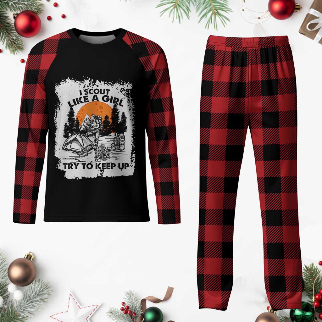 Scout Girl Plaid Pajama Set I Scout Like A Girl Try To Keep Up Hiking Camping Scouting Lovers - Wonder Print Shop