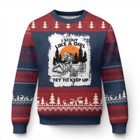 Scout Girl Ugly Christmas Sweater I Scout Like A Girl Try To Keep Up Hiking Camping Scouting Lovers - Wonder Print Shop