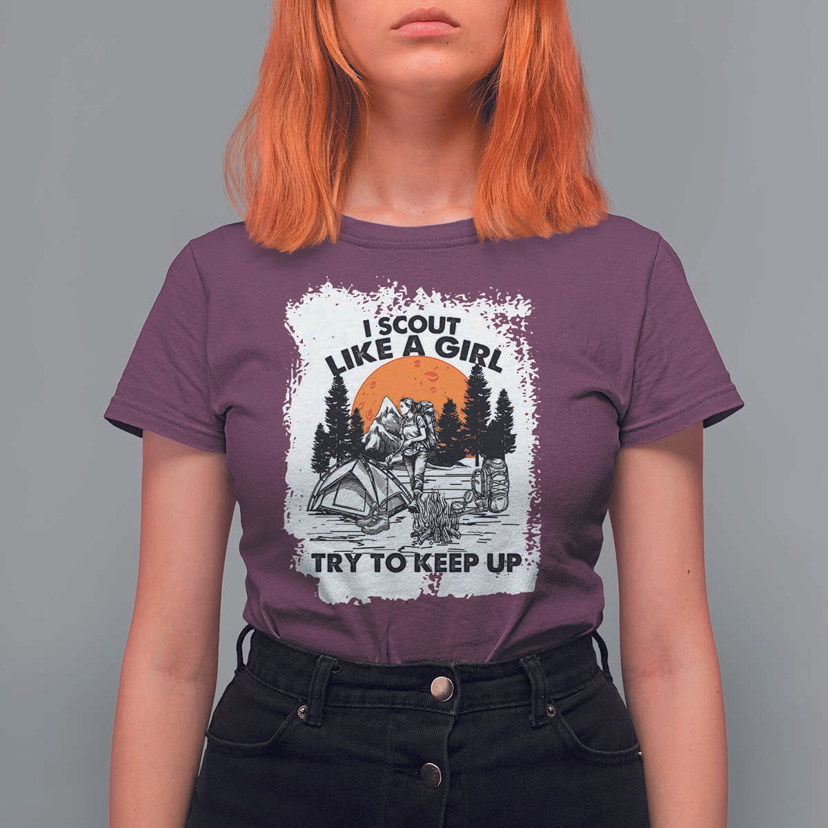 Scout Girl T Shirt For Women I Scout Like A Girl Try To Keep Up Hiking Camping Scouting Lovers