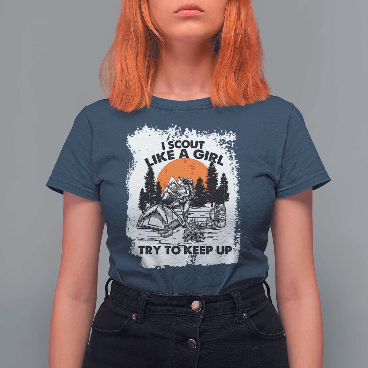 Scout Girl T Shirt For Women I Scout Like A Girl Try To Keep Up Hiking Camping Scouting Lovers