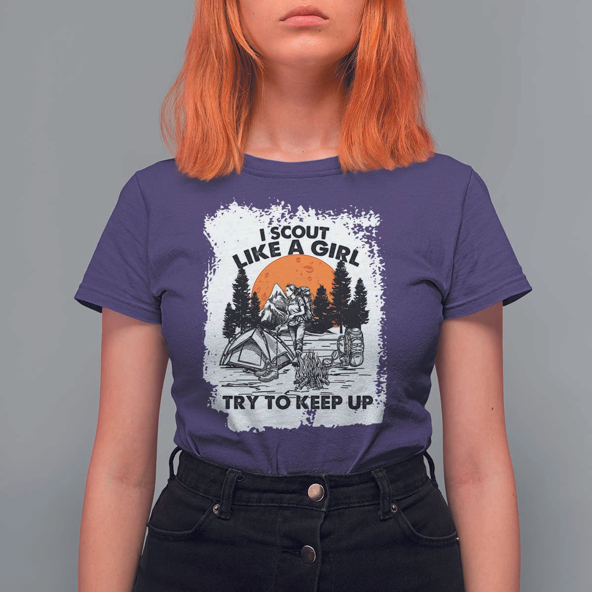 Scout Girl T Shirt For Women I Scout Like A Girl Try To Keep Up Hiking Camping Scouting Lovers