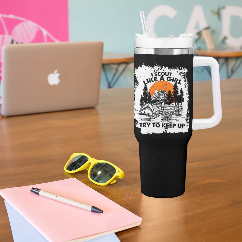 Scout Girl Tumbler With Handle I Scout Like A Girl Try To Keep Up Hiking Camping Scouting Lovers