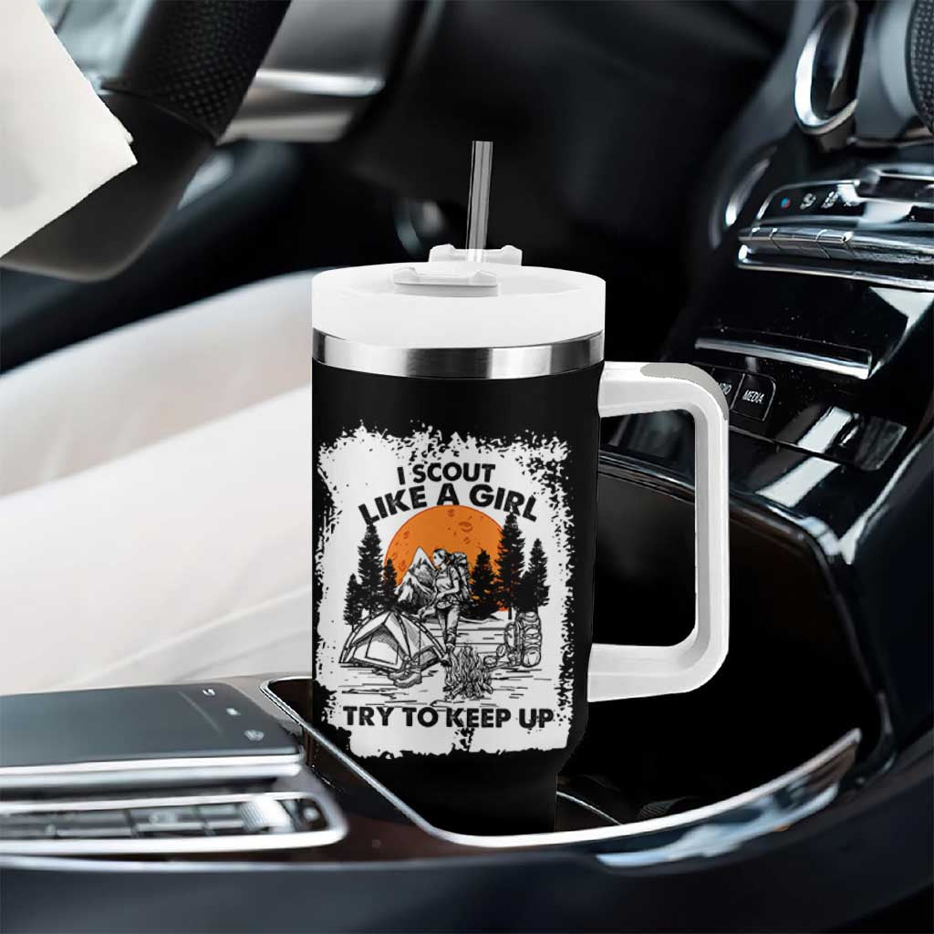Scout Girl Tumbler With Handle I Scout Like A Girl Try To Keep Up Hiking Camping Scouting Lovers