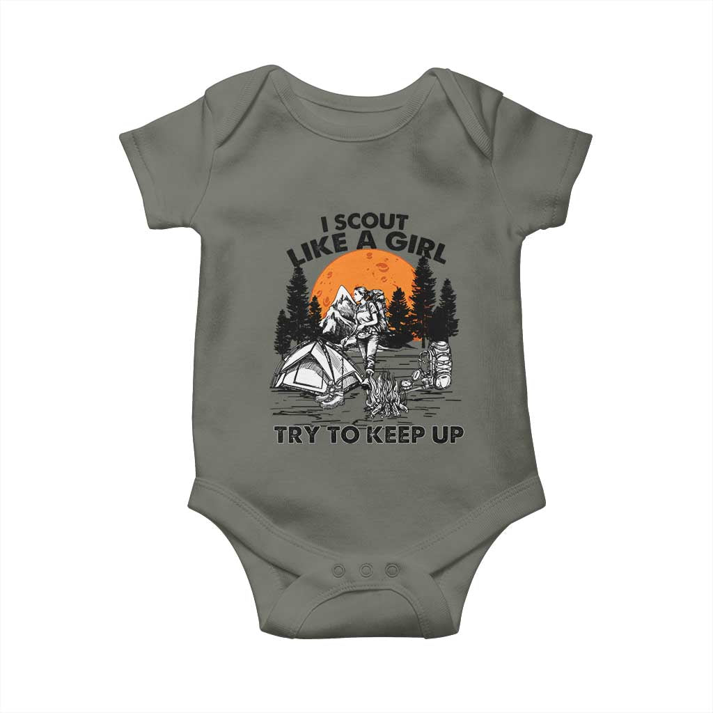 Scout Girl Baby Onesie I Scout Like A Girl Try To Keep Up Hiking Camping Scouting