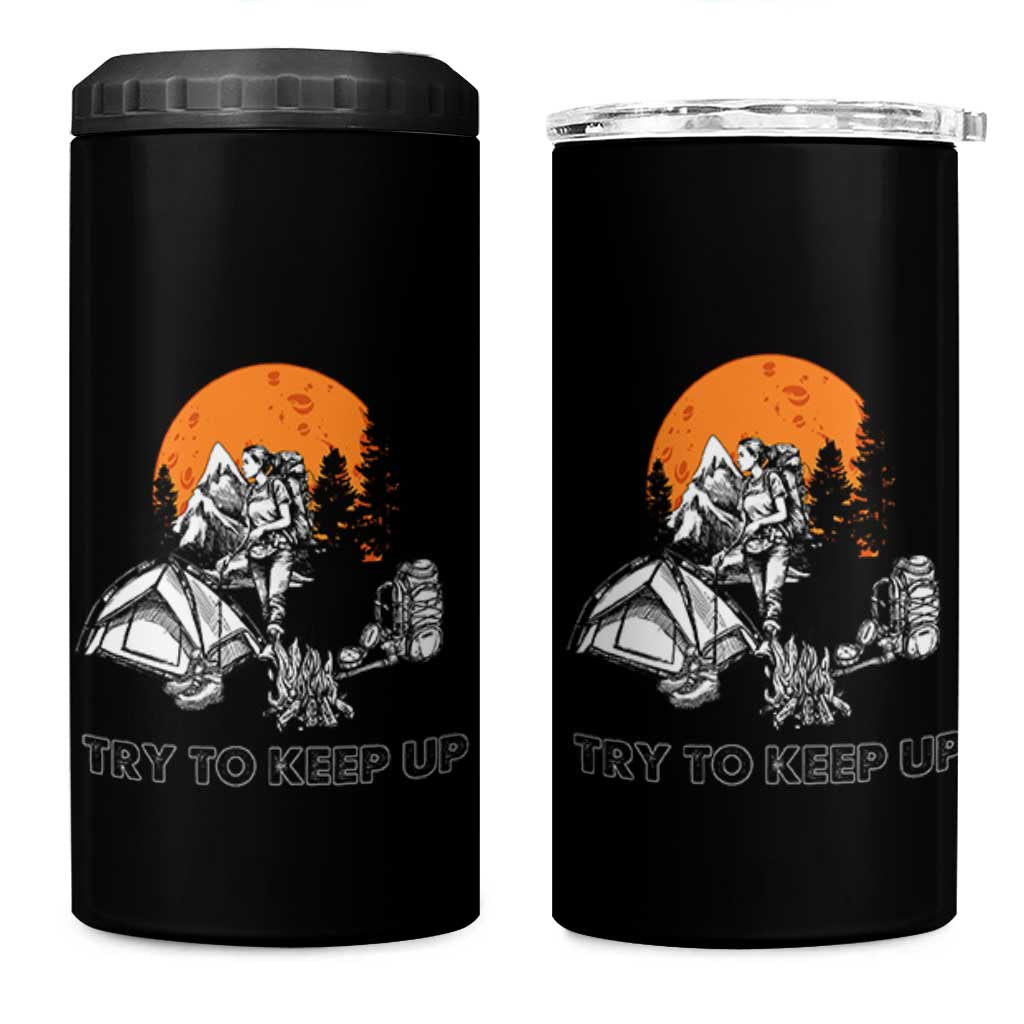 Scout Girl 4 in 1 Can Cooler Tumbler I Scout Like A Girl Try To Keep Up Hiking Camping Scouting