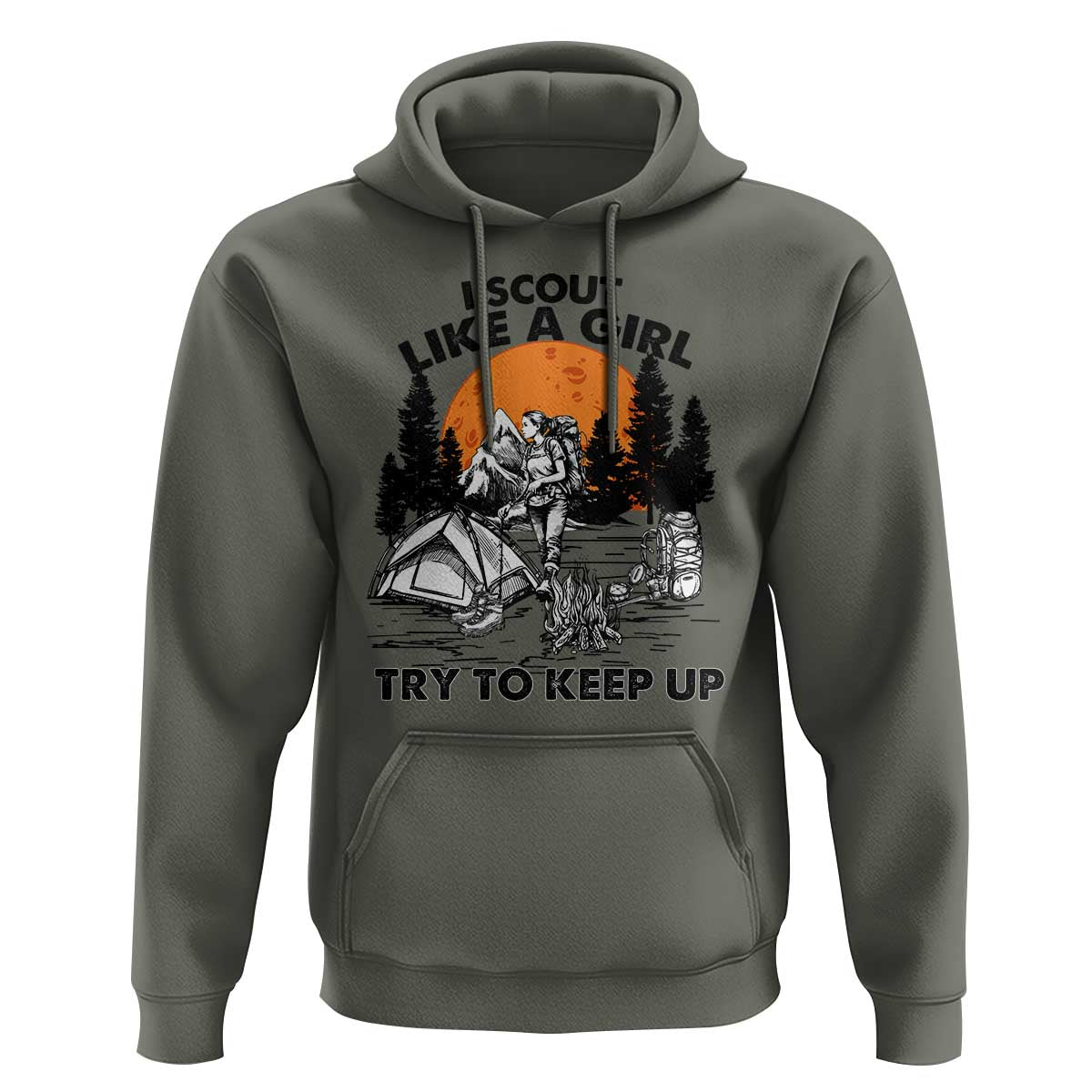 Scout Girl Hoodie I Scout Like A Girl Try To Keep Up Hiking Camping Scouting