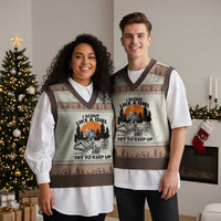 Scout Girl V-Neck Knit Sweater Vest I Scout Like A Girl Try To Keep Up Hiking Camping Scouting - Wonder Print Shop
