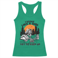 Scout Girl Racerback Tank Top I Scout Like A Girl Try To Keep Up Hiking Camping Scouting