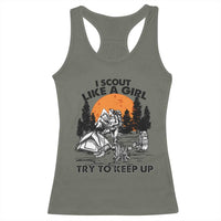 Scout Girl Racerback Tank Top I Scout Like A Girl Try To Keep Up Hiking Camping Scouting