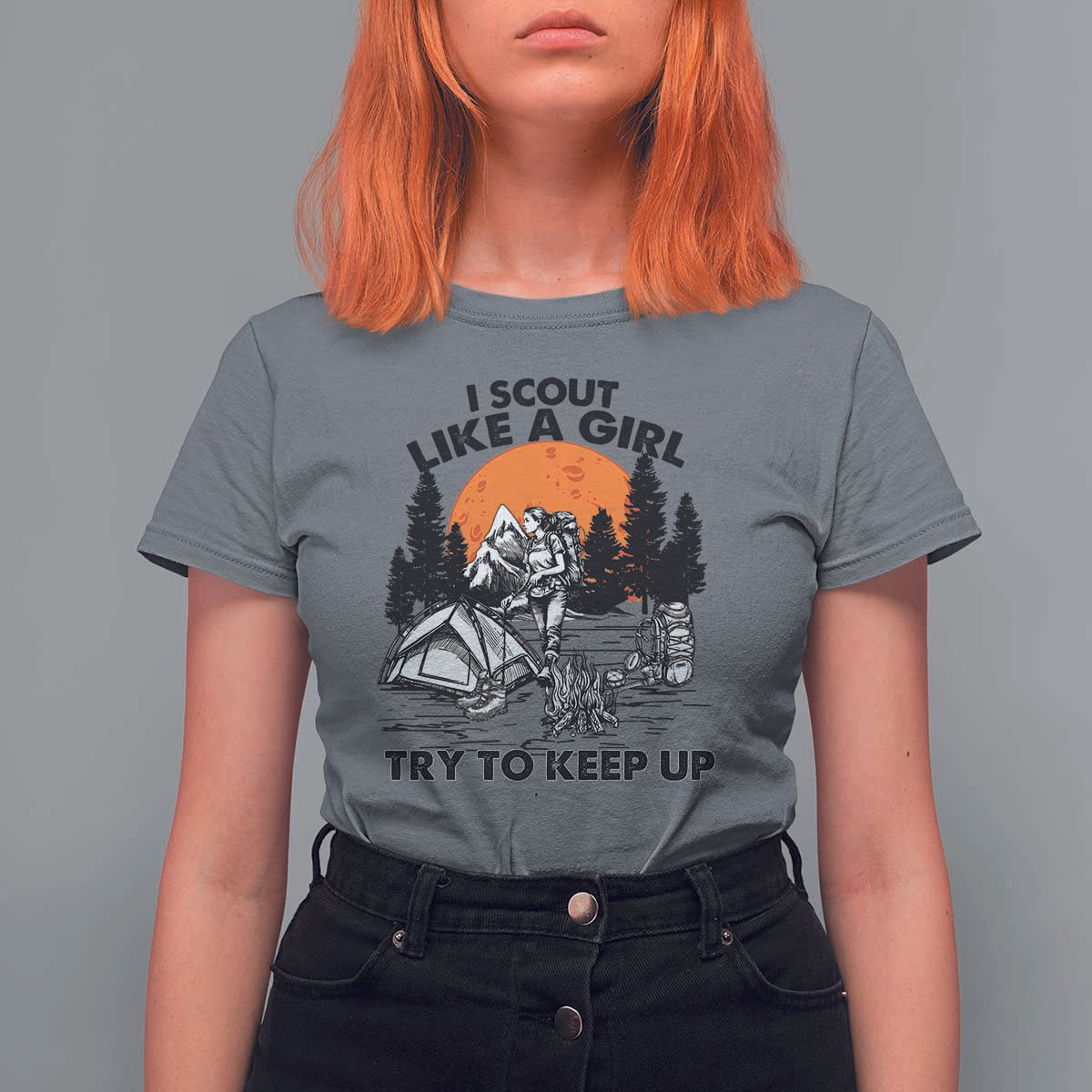 Scout Girl T Shirt For Women I Scout Like A Girl Try To Keep Up Hiking Camping Scouting