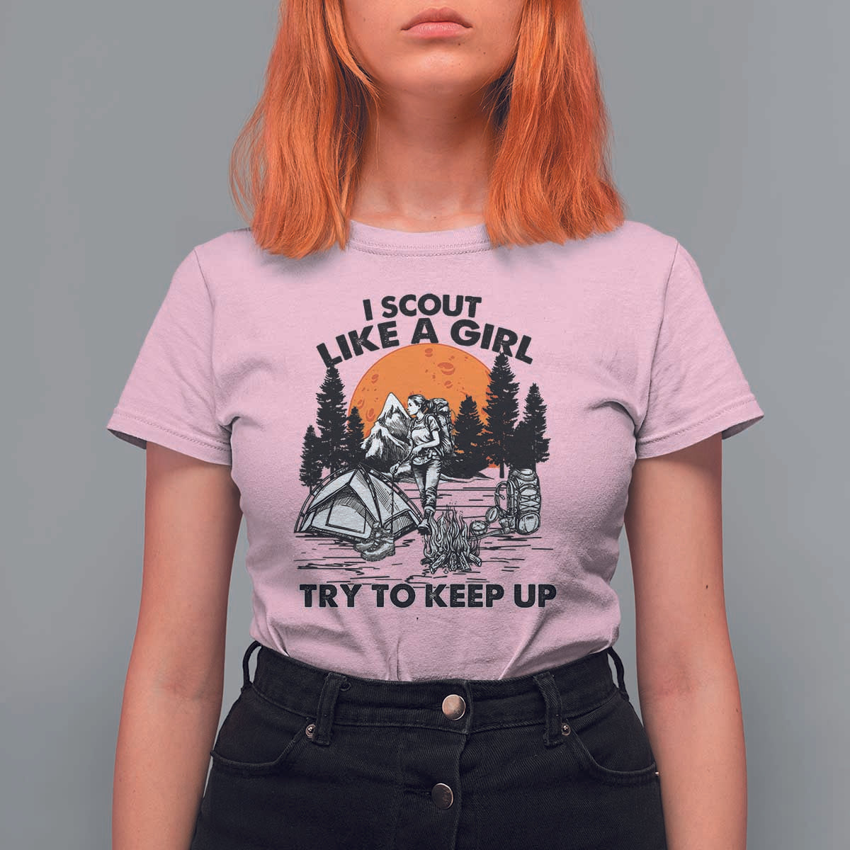 Scout Girl T Shirt For Women I Scout Like A Girl Try To Keep Up Hiking Camping Scouting