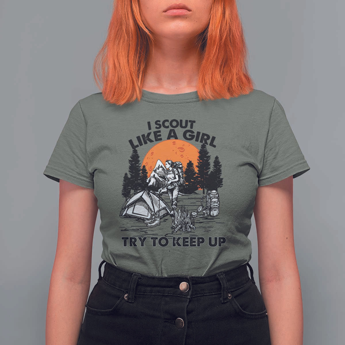 Scout Girl T Shirt For Women I Scout Like A Girl Try To Keep Up Hiking Camping Scouting