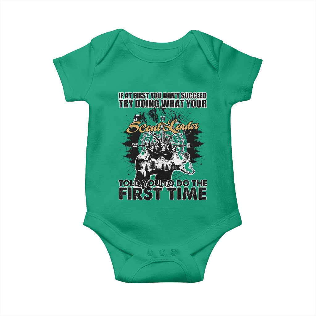 Funny Scouting Adventure Baby Onesie Doing What Your Scout Leader Told You To Do Camping Compass