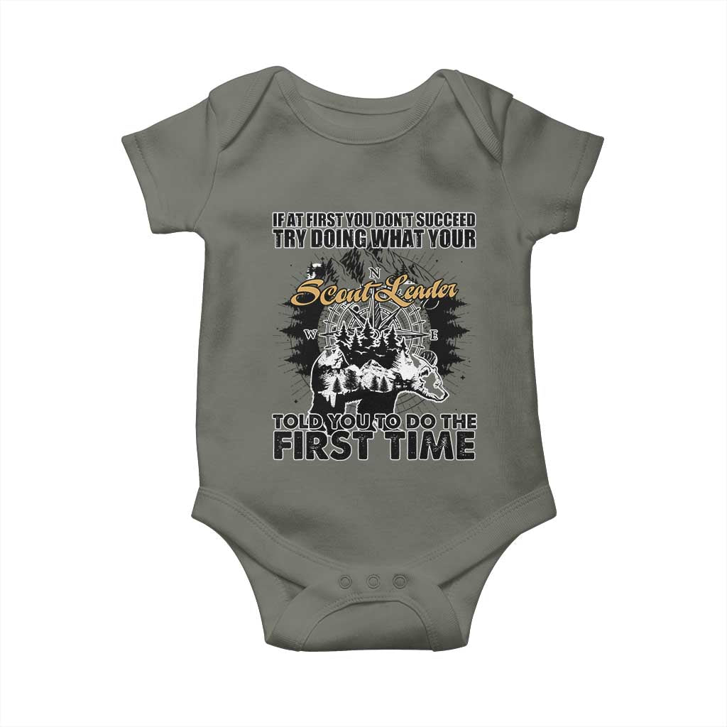 Funny Scouting Adventure Baby Onesie Doing What Your Scout Leader Told You To Do Camping Compass