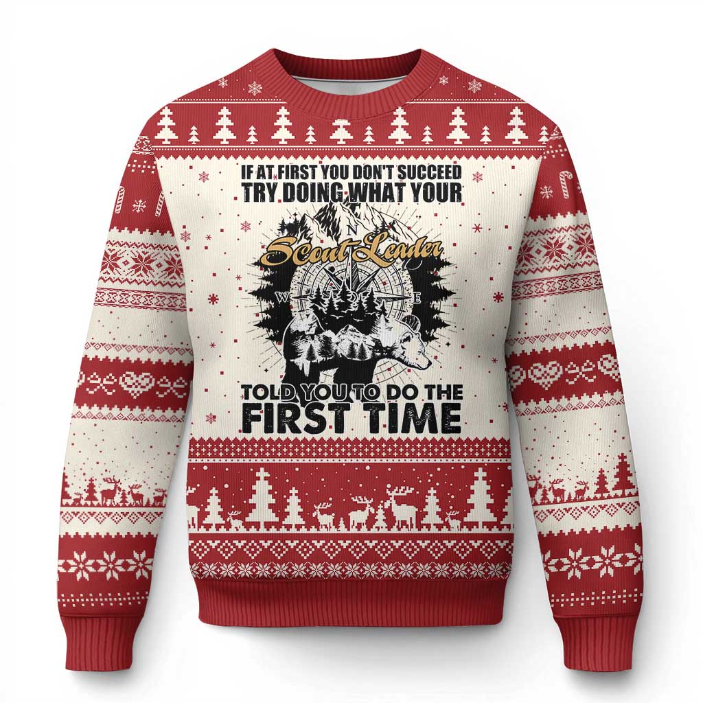 Funny Scouting Adventure Ugly Christmas Sweater Doing What Your Scout Leader Told You To Do Camping Compass - Wonder Print Shop
