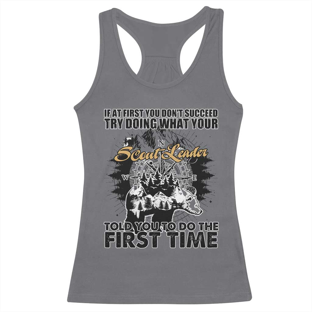 Funny Scouting Adventure Racerback Tank Top Doing What Your Scout Leader Told You To Do Camping Compass