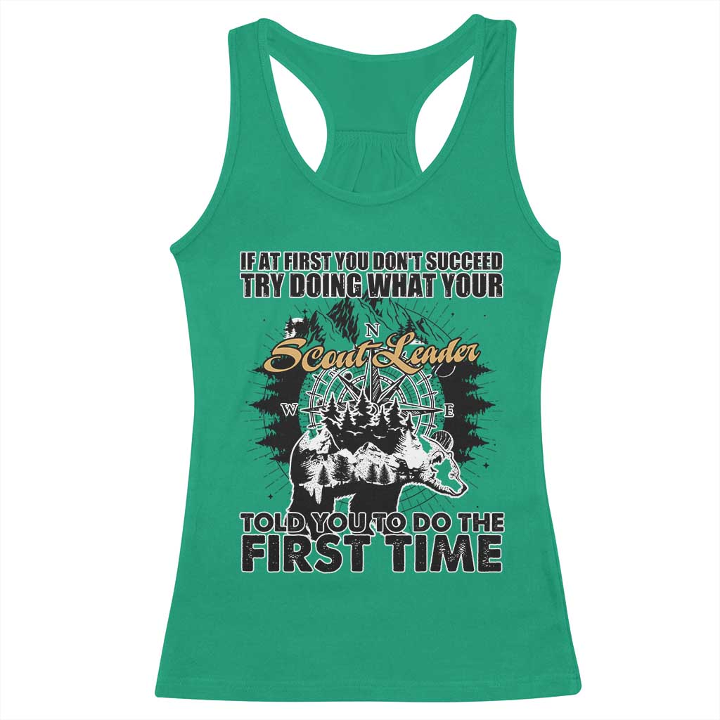 Funny Scouting Adventure Racerback Tank Top Doing What Your Scout Leader Told You To Do Camping Compass