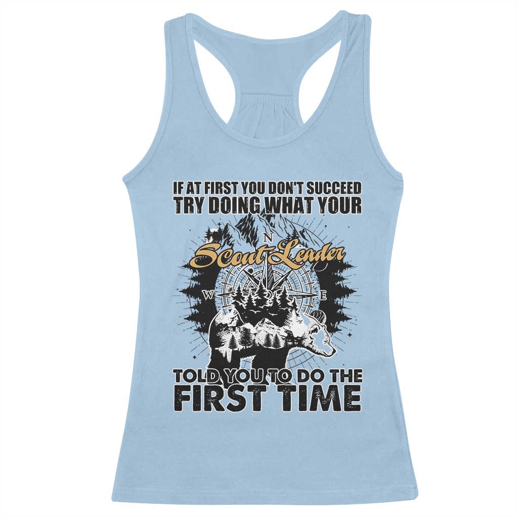 Funny Scouting Adventure Racerback Tank Top Doing What Your Scout Leader Told You To Do Camping Compass