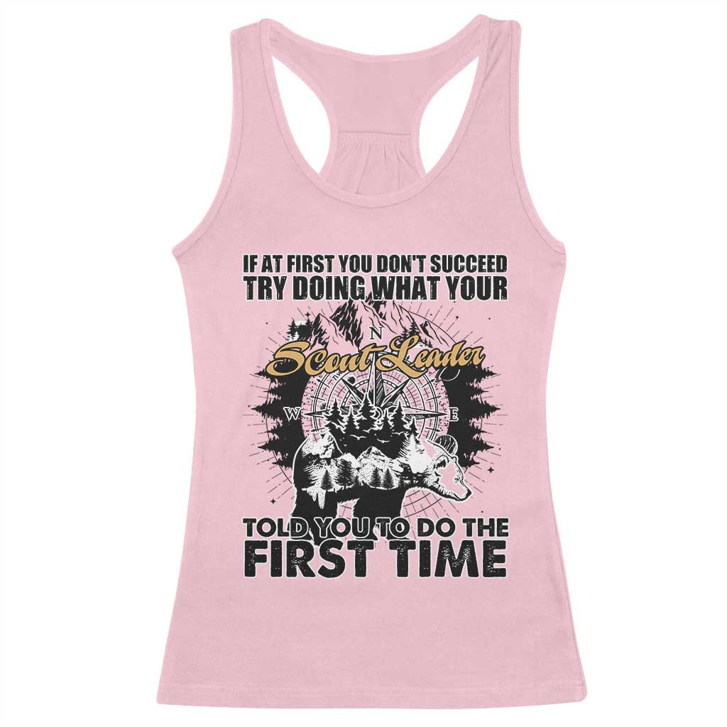 Funny Scouting Adventure Racerback Tank Top Doing What Your Scout Leader Told You To Do Camping Compass