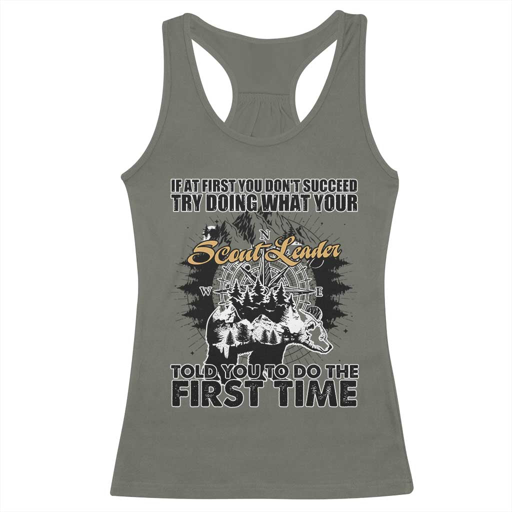 Funny Scouting Adventure Racerback Tank Top Doing What Your Scout Leader Told You To Do Camping Compass