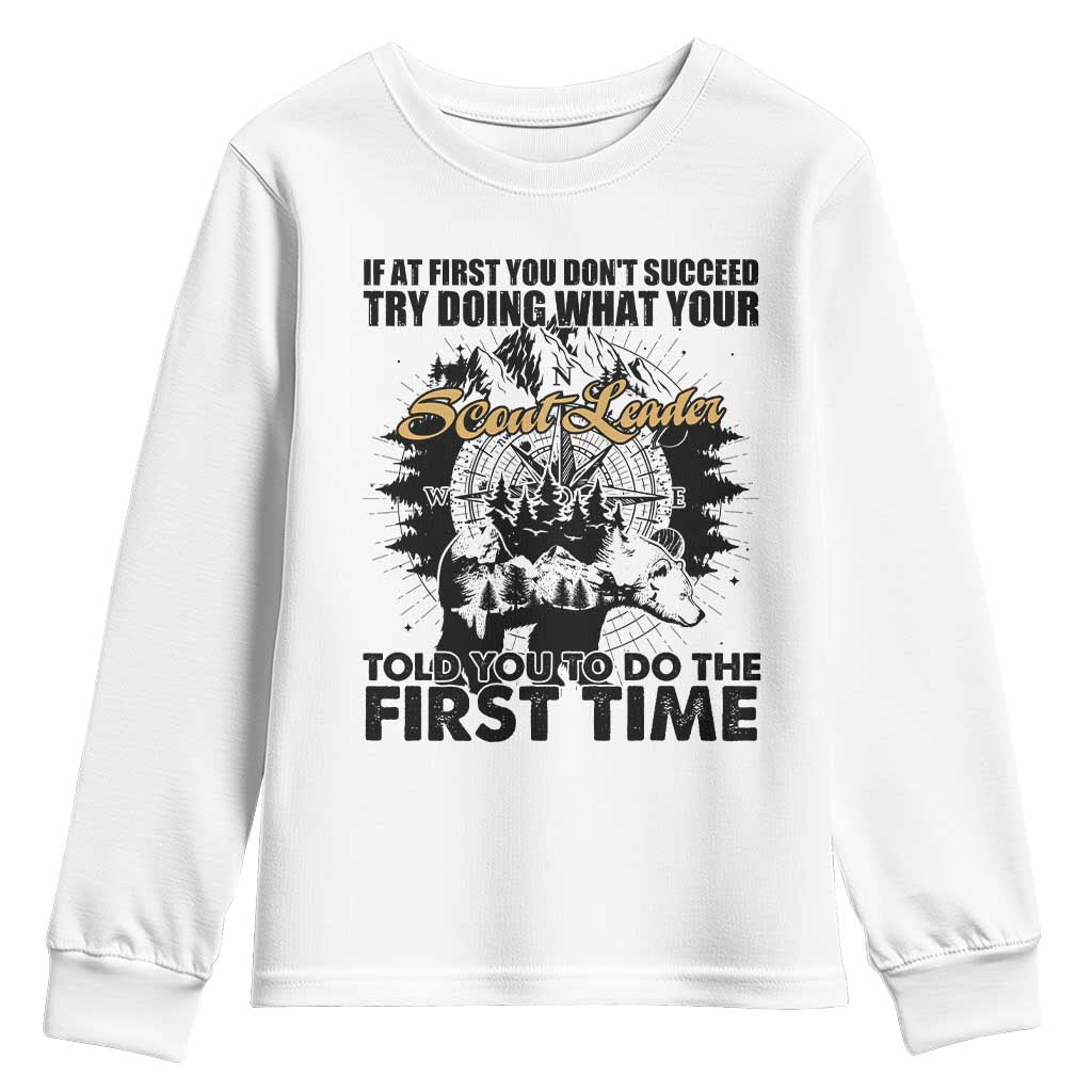 Funny Scouting Adventure Youth Sweatshirt Doing What Your Scout Leader Told You To Do Camping Compass
