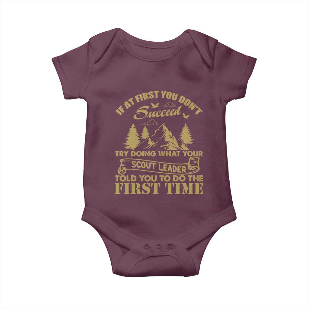 Funny Scouting Adventure Baby Onesie Doing What Your Scout Leader Told You To Do Camping Outdoors