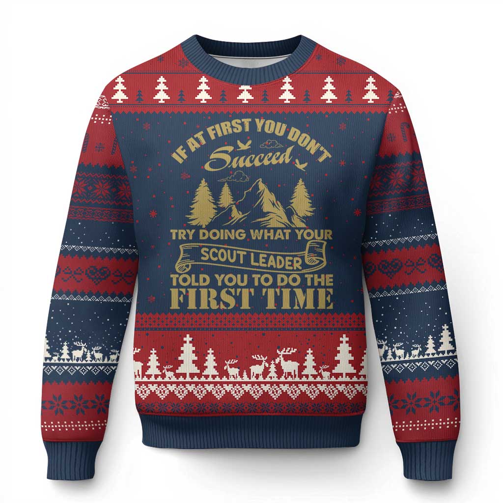 Funny Scouting Adventure Ugly Christmas Sweater Doing What Your Scout Leader Told You To Do Camping Outdoors - Wonder Print Shop