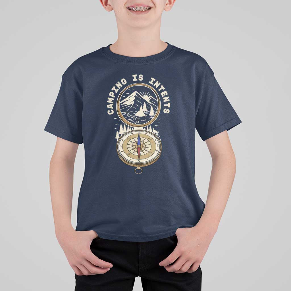 Funny Scout Camping T Shirt For Kid Camper Is Intents Compass Hiking Outdoors Adventure - Wonder Print Shop