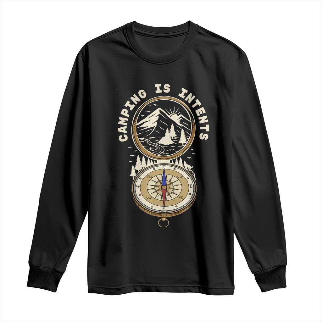 Funny Scout Camping Long Sleeve Shirt Camper Is Intents Compass Hiking Outdoors Adventure - Wonder Print Shop