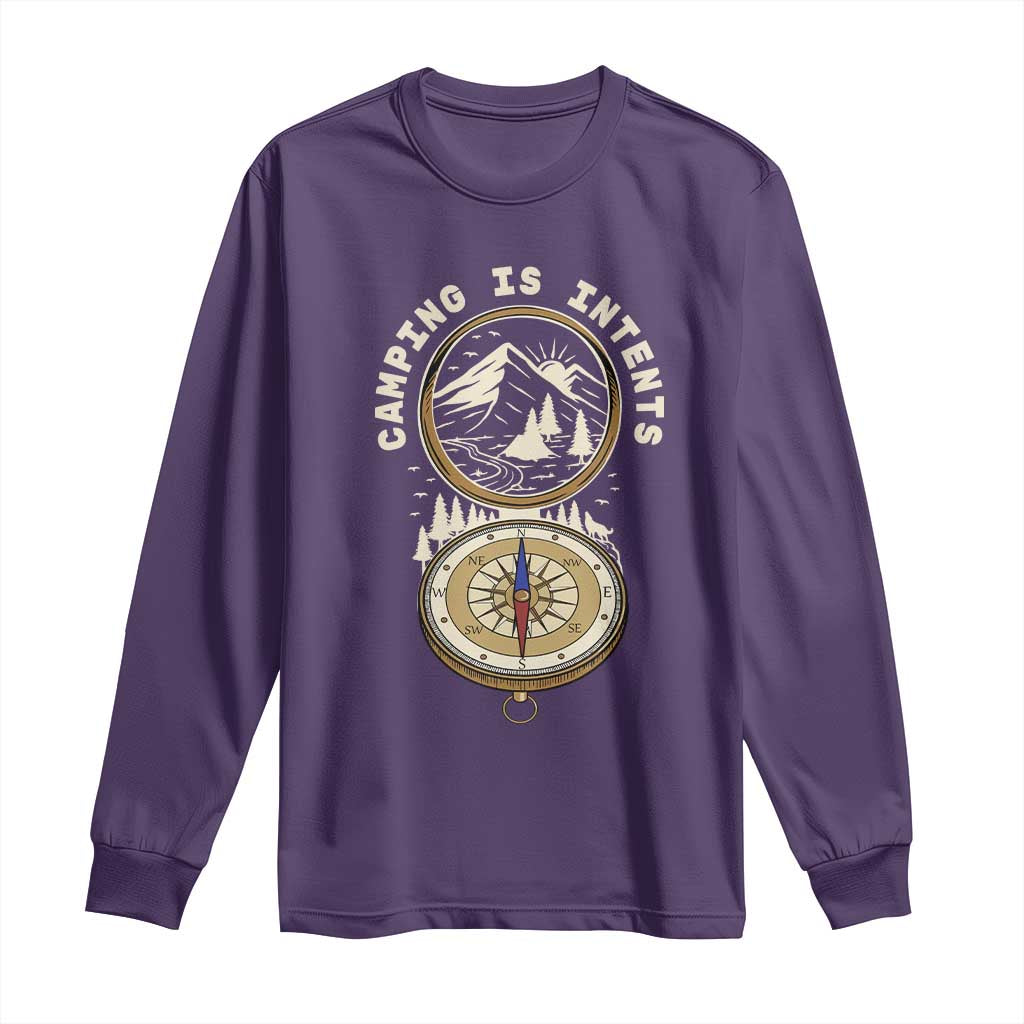 Funny Scout Camping Long Sleeve Shirt Camper Is Intents Compass Hiking Outdoors Adventure - Wonder Print Shop