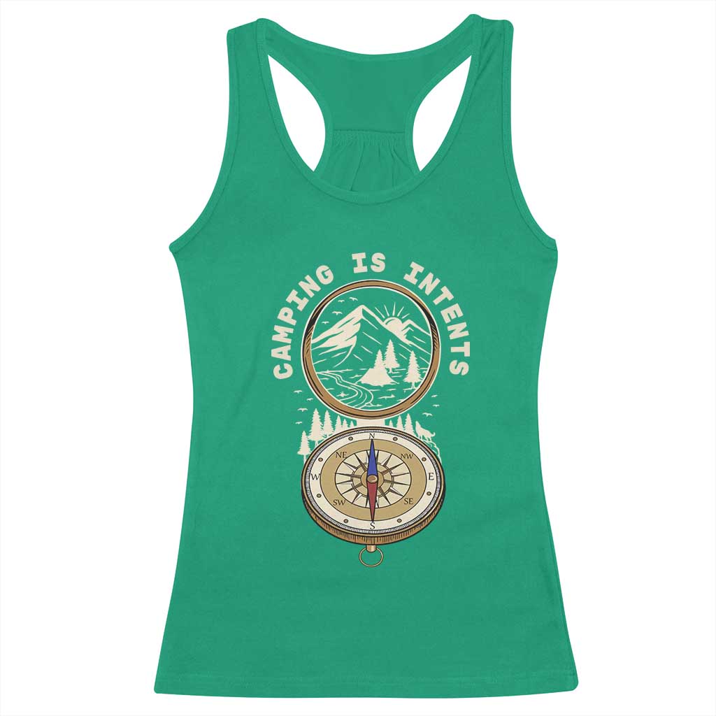 Funny Scout Camping Racerback Tank Top Camper Is Intents Compass Hiking Outdoors Adventure - Wonder Print Shop