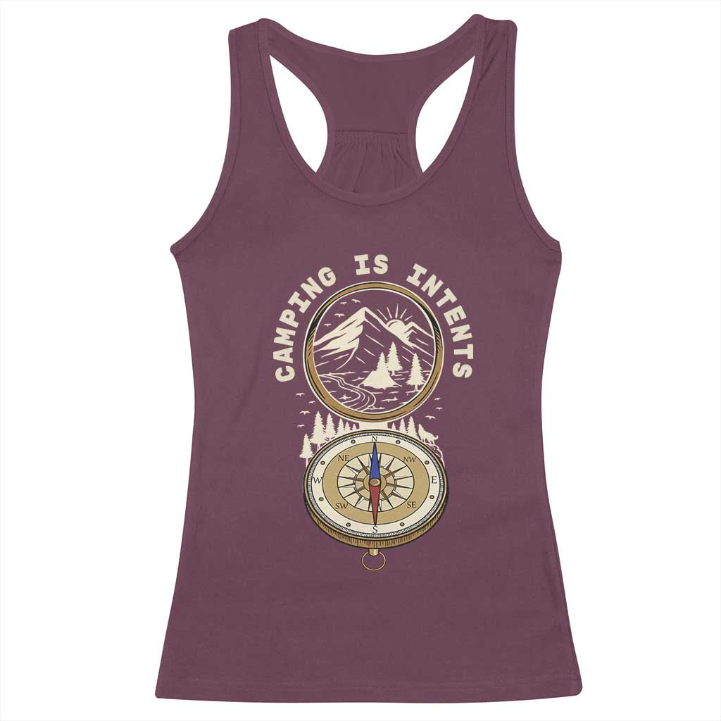 Funny Scout Camping Racerback Tank Top Camper Is Intents Compass Hiking Outdoors Adventure - Wonder Print Shop