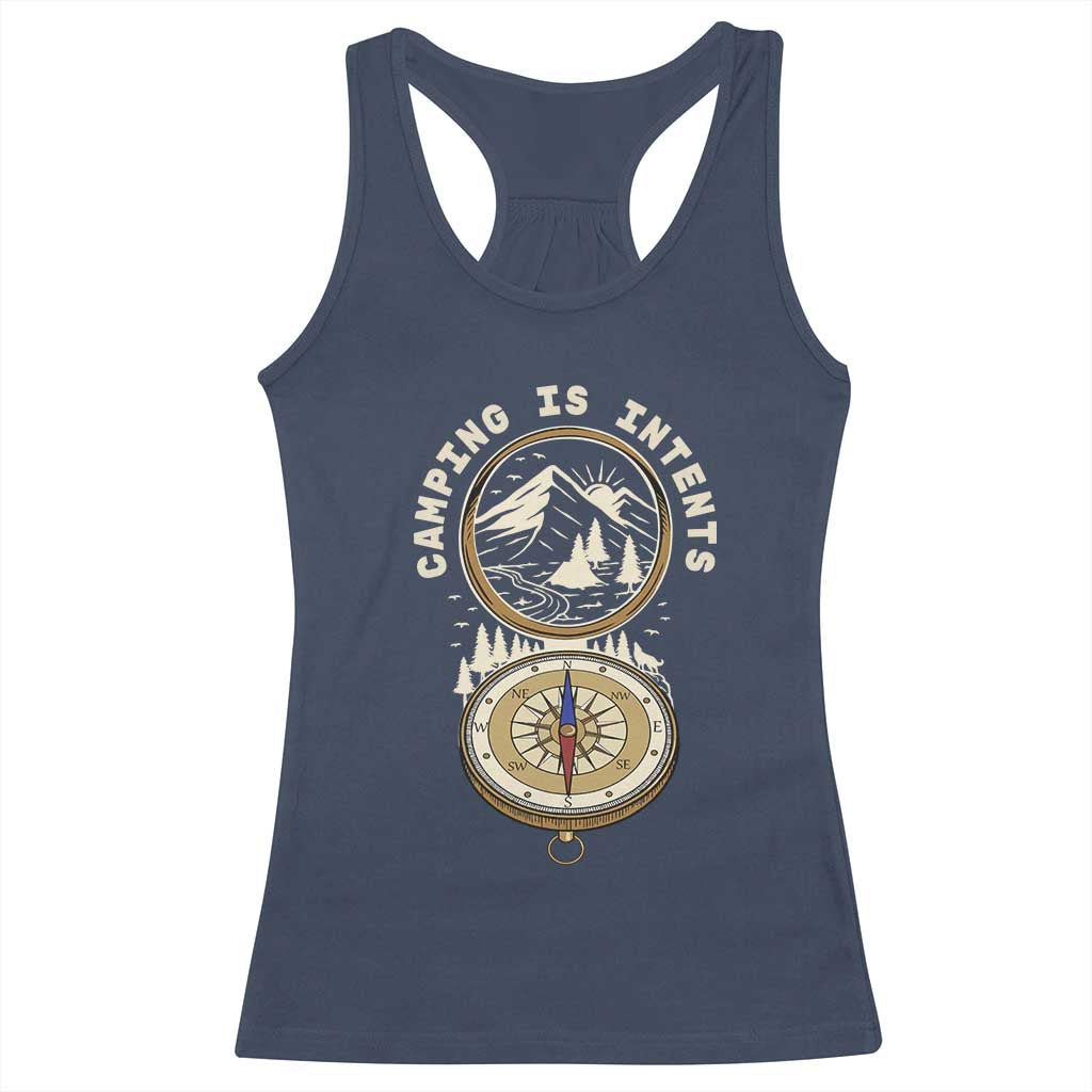 Funny Scout Camping Racerback Tank Top Camper Is Intents Compass Hiking Outdoors Adventure - Wonder Print Shop