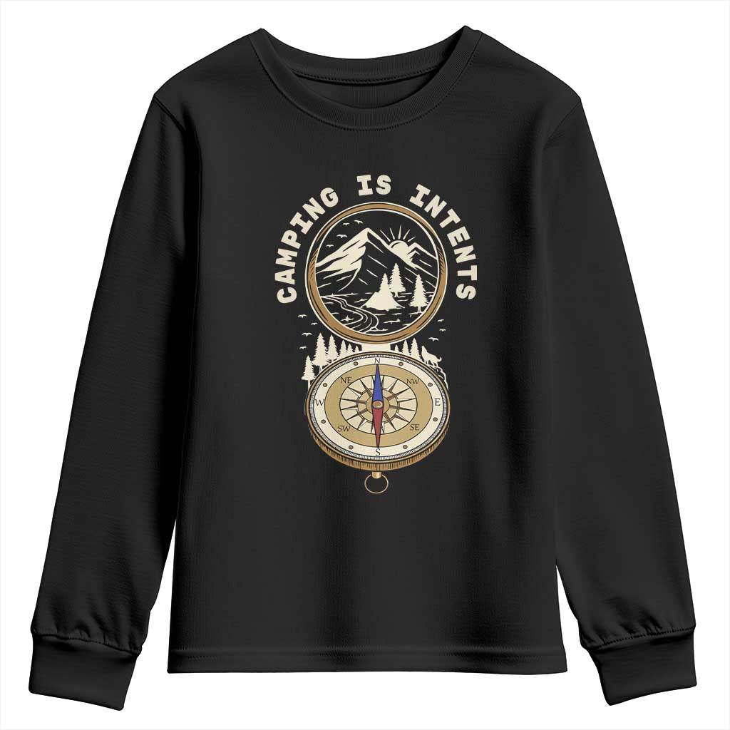 Funny Scout Camping Youth Sweatshirt Camper Is Intents Compass Hiking Outdoors Adventure - Wonder Print Shop