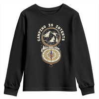 Funny Scout Camping Youth Sweatshirt Camper Is Intents Compass Hiking Outdoors Adventure - Wonder Print Shop