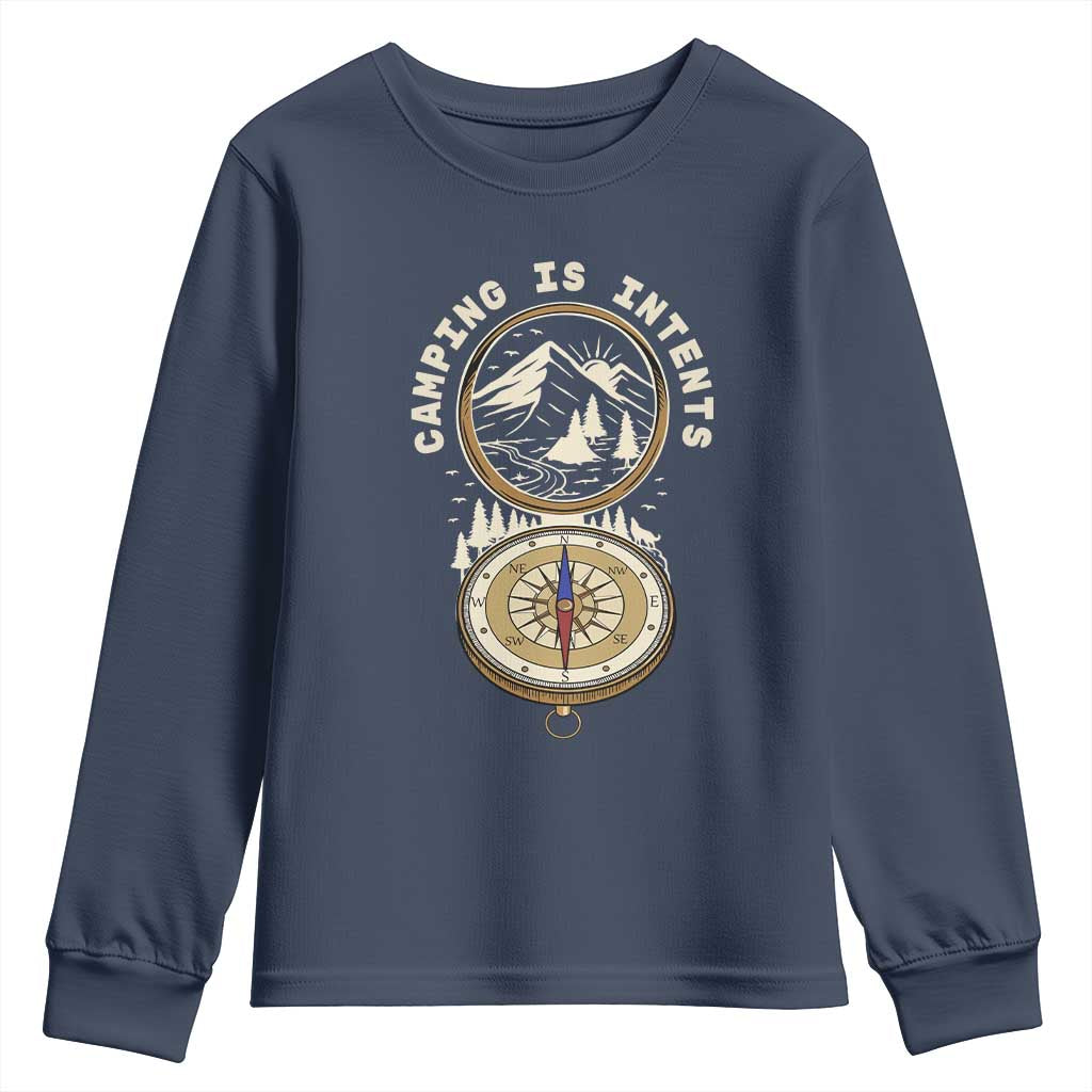 Funny Scout Camping Youth Sweatshirt Camper Is Intents Compass Hiking Outdoors Adventure - Wonder Print Shop