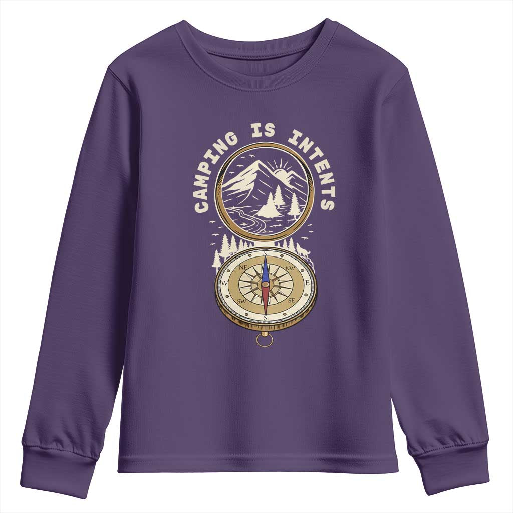 Funny Scout Camping Youth Sweatshirt Camper Is Intents Compass Hiking Outdoors Adventure - Wonder Print Shop
