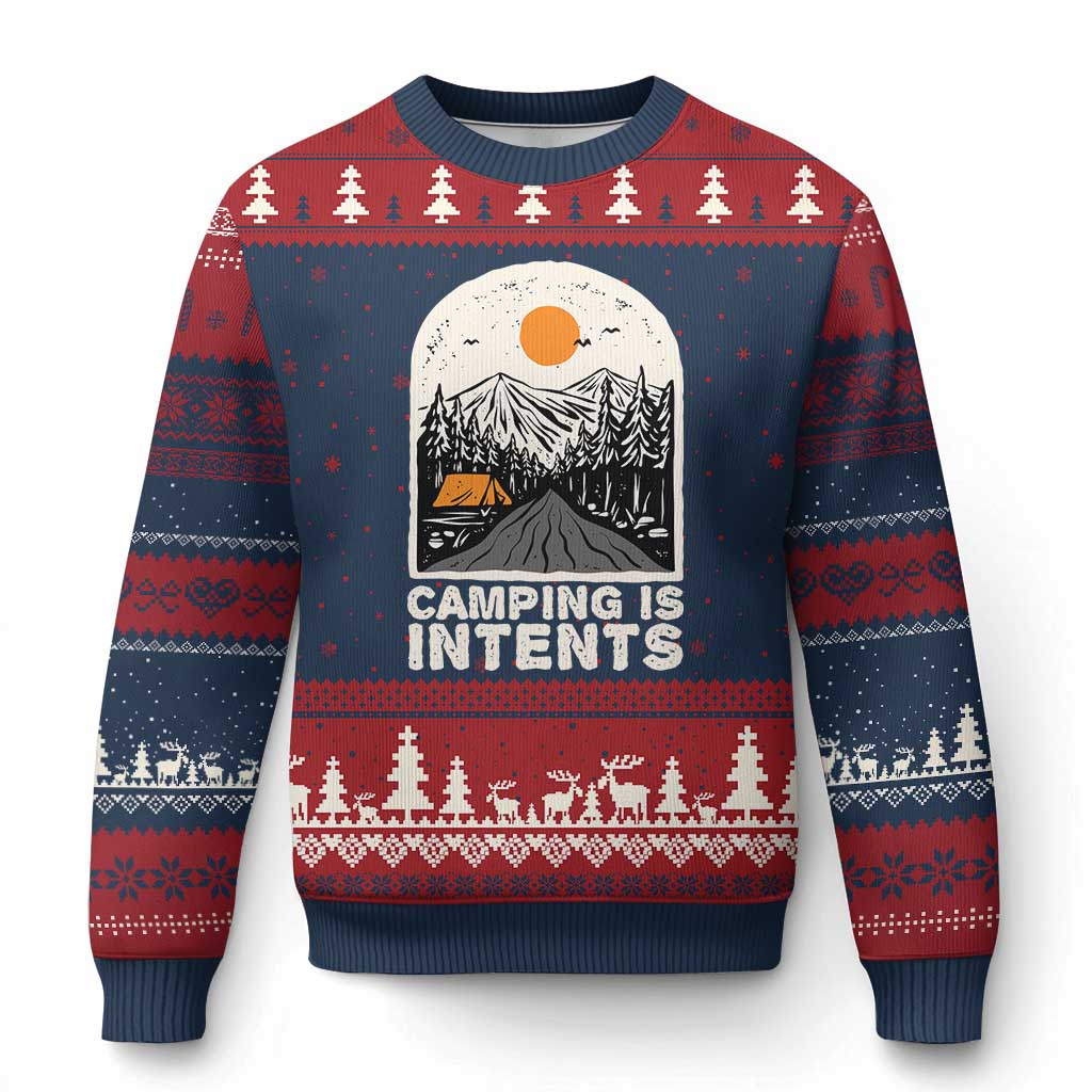 Funny Scout Camping Ugly Christmas Sweater Camping Is Intents Hiking Outdoors Adventure - Wonder Print Shop