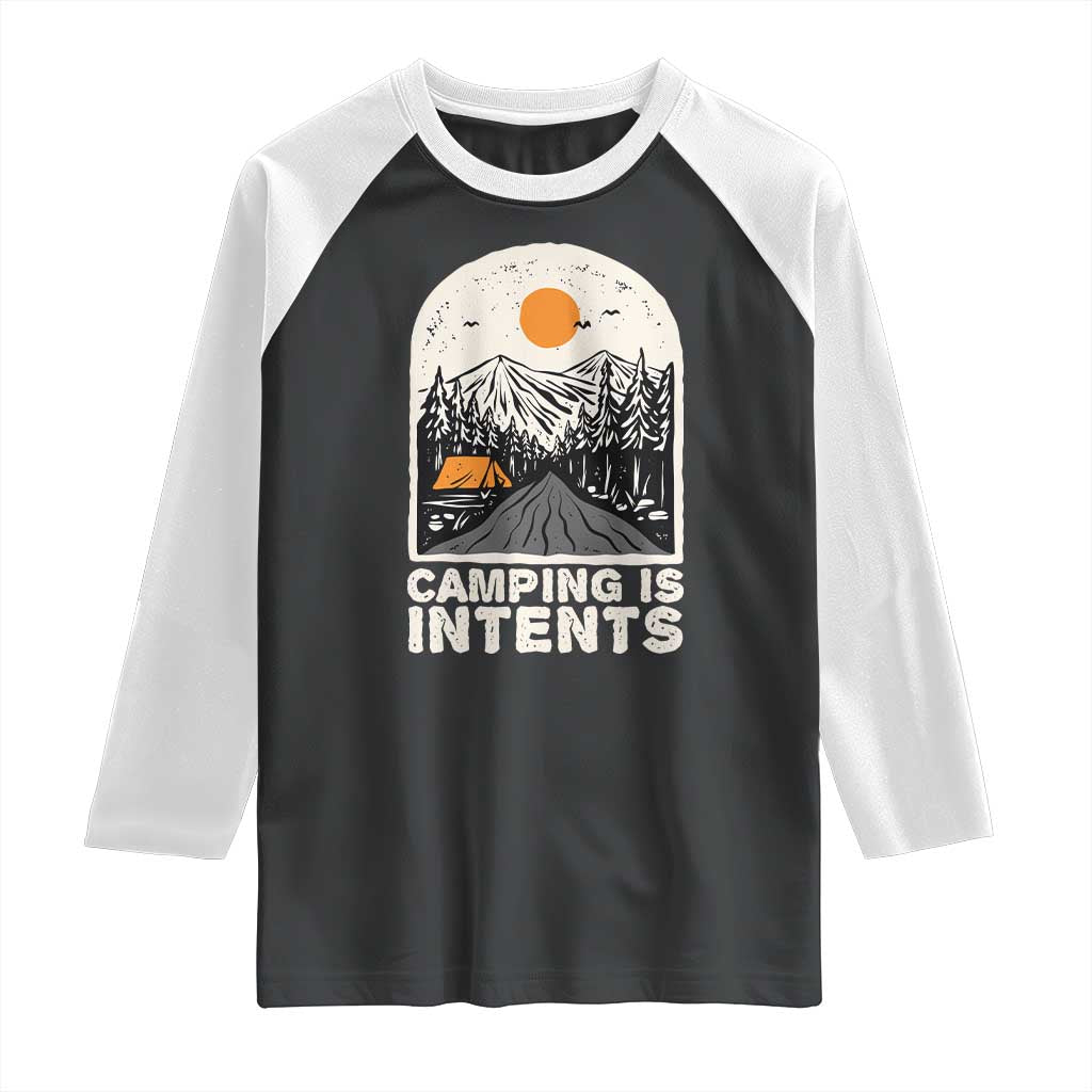 Funny Scout Camping Raglan Shirt Camping Is Intents Hiking Outdoors Adventure - Wonder Print Shop