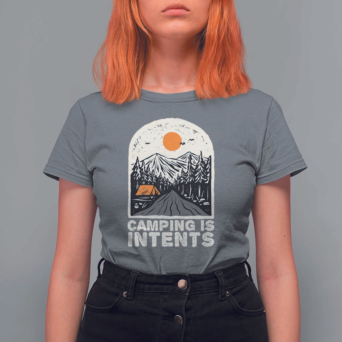 Funny Scout Camping T Shirt For Women Camping Is Intents Hiking Outdoors Adventure - Wonder Print Shop